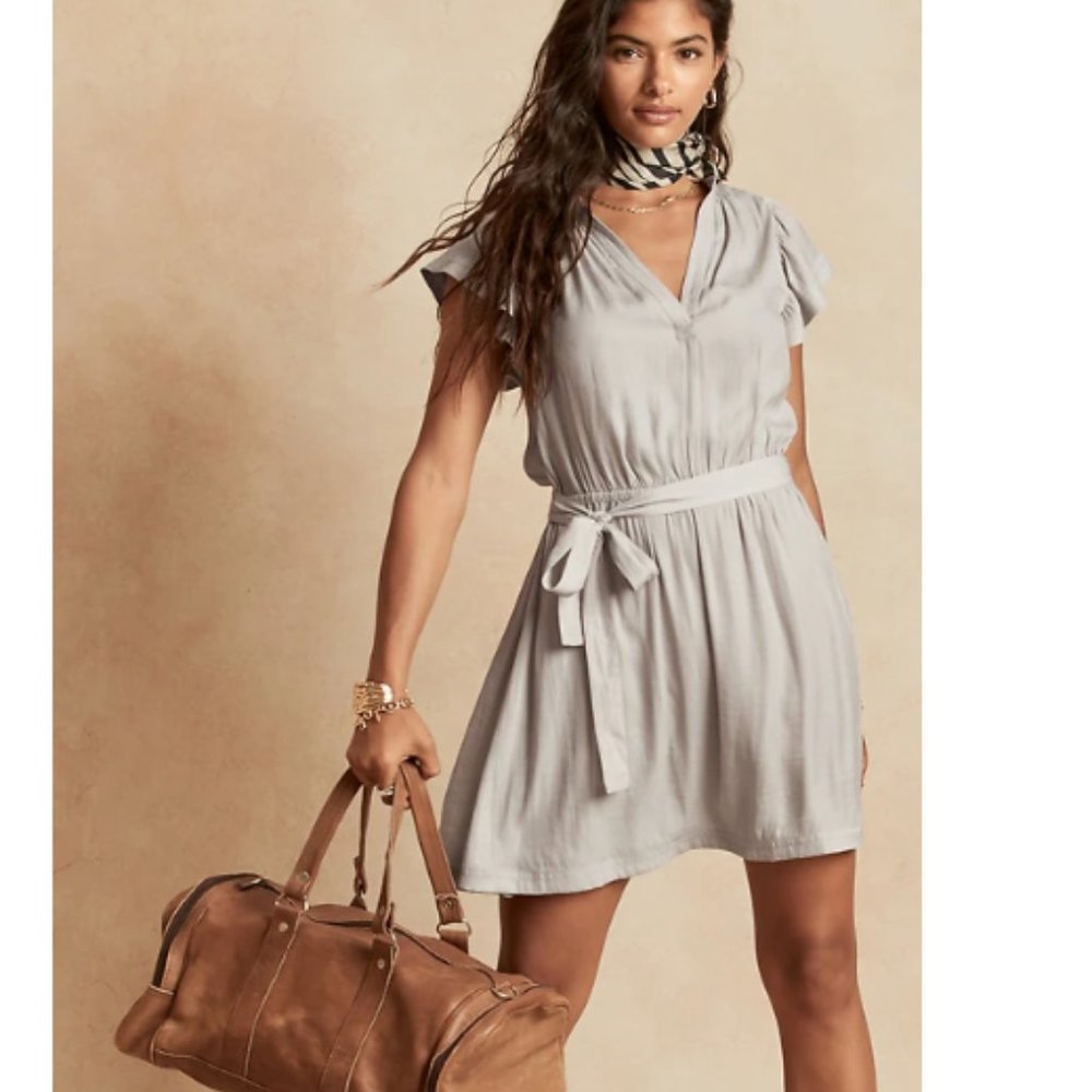 NWT Banana Republic Flutter Sleeve Mini Dress XS Selenite F575